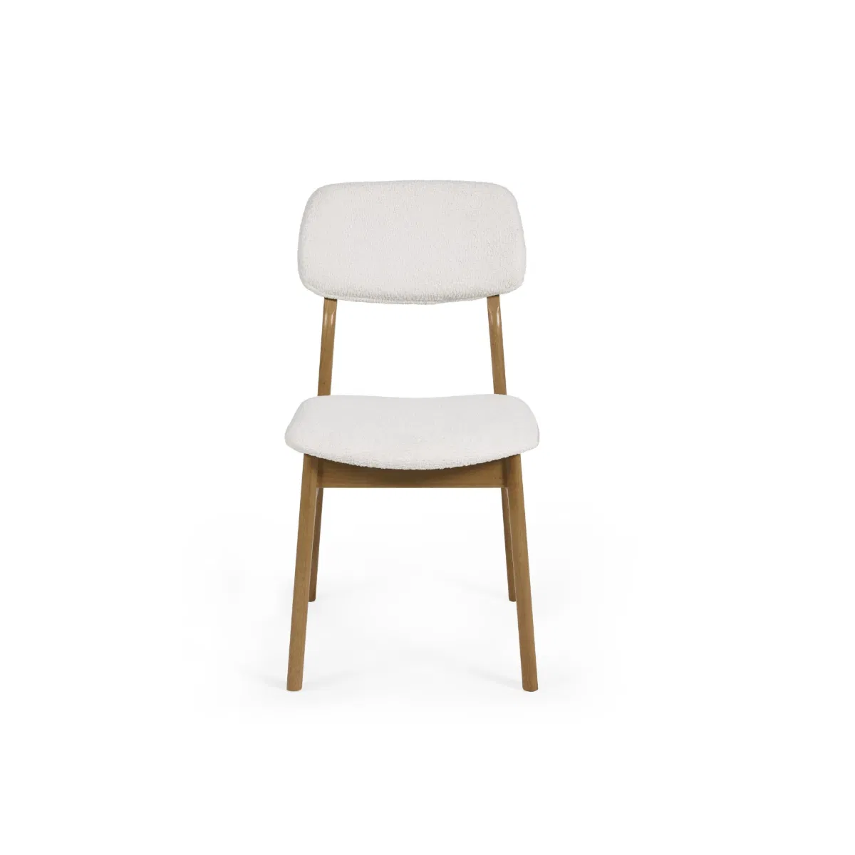 Theia Set of 2 Dining Chairs – White Boucle Upholstered with Oak Legs - Image 4