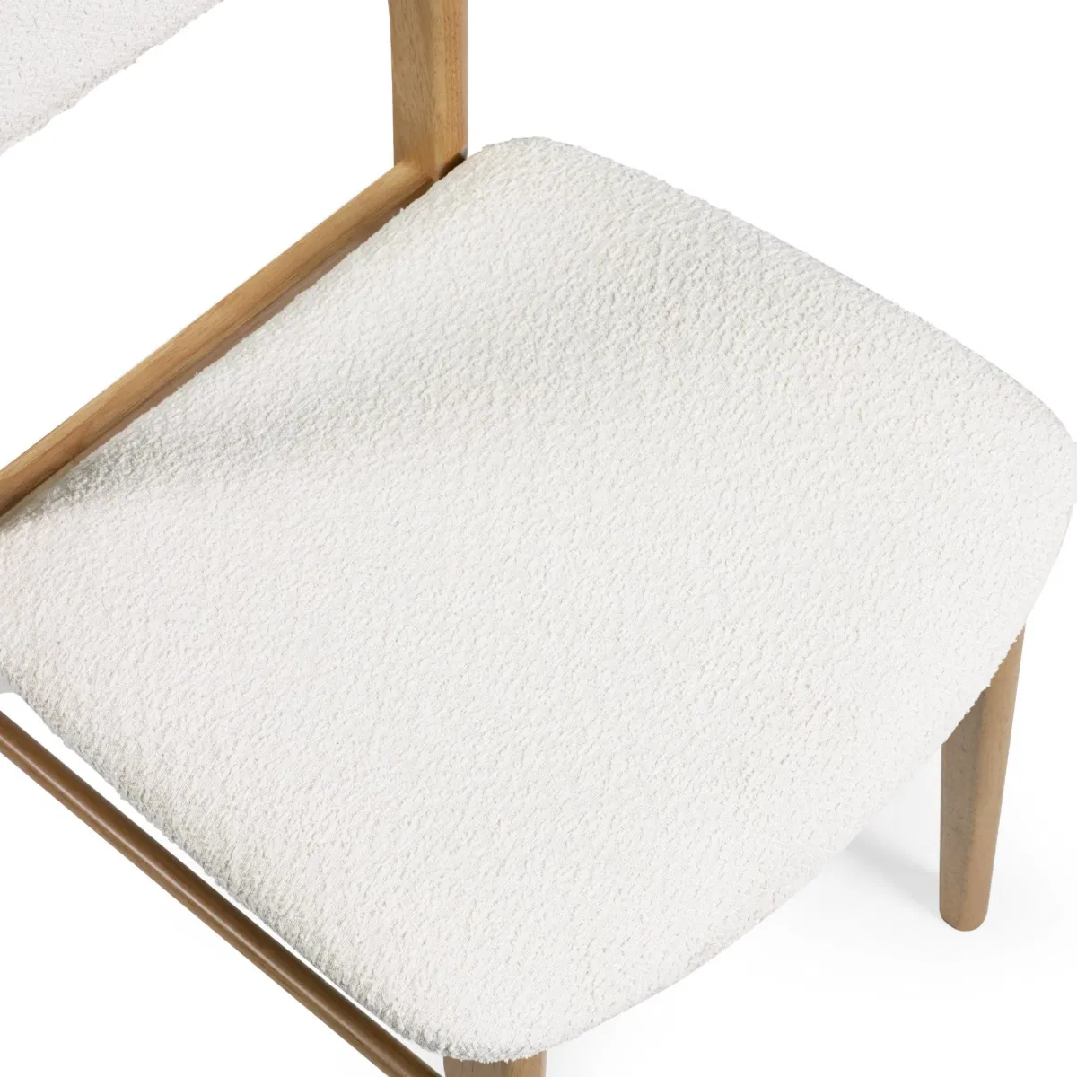 Theia Set of 2 Dining Chairs – White Boucle Upholstered with Oak Legs - Image 5