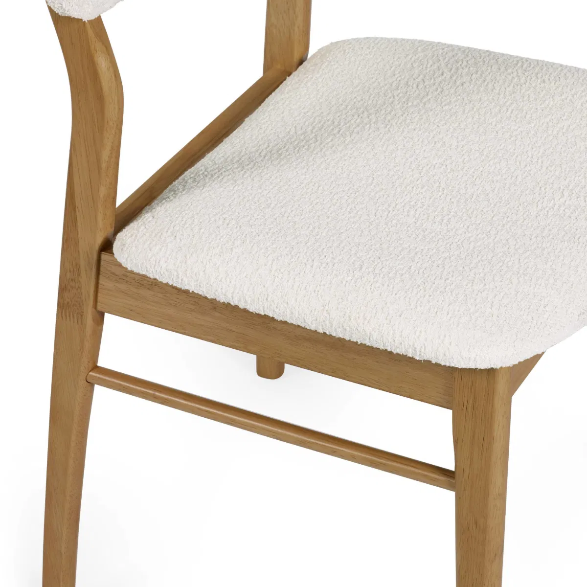 Theia Set of 2 Dining Chairs – White Boucle Upholstered with Oak Legs - Image 6