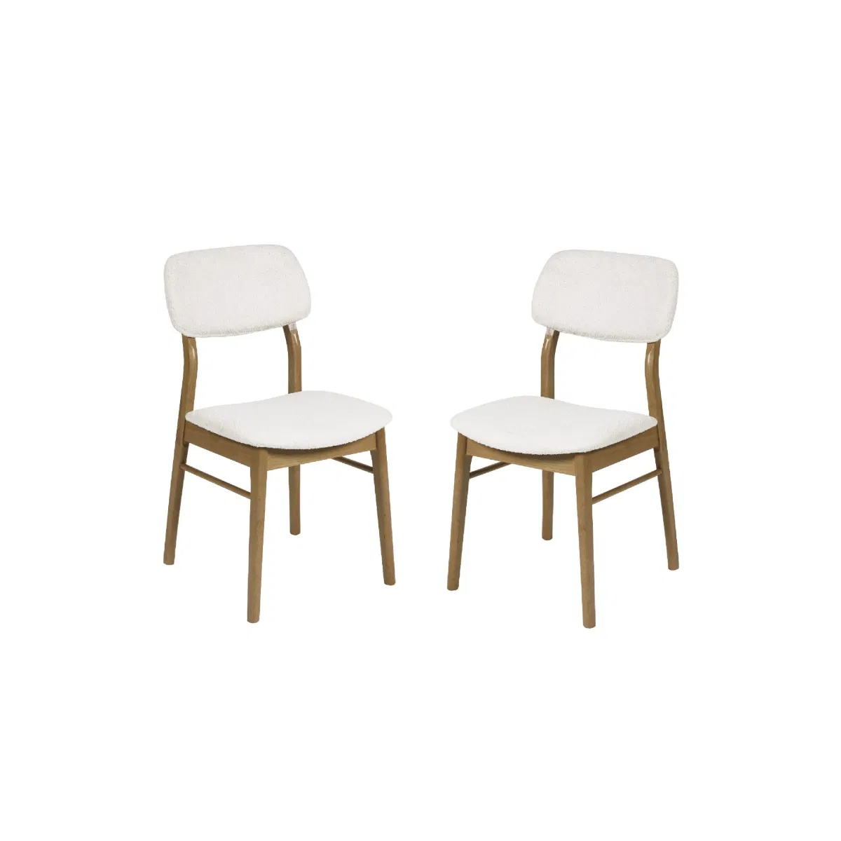 Theia Set of 2 Dining Chairs – White Boucle Upholstered with Oak Legs - Image 7