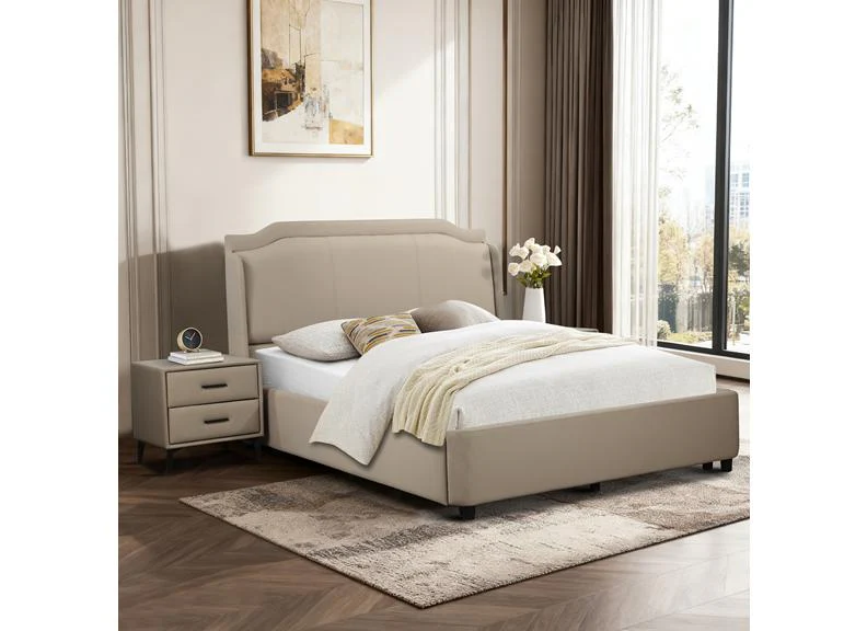 Tipperary Ottoman Bed – Beige Upholstered with Lift-Up Storage Compartment 4ft6 - Image 4