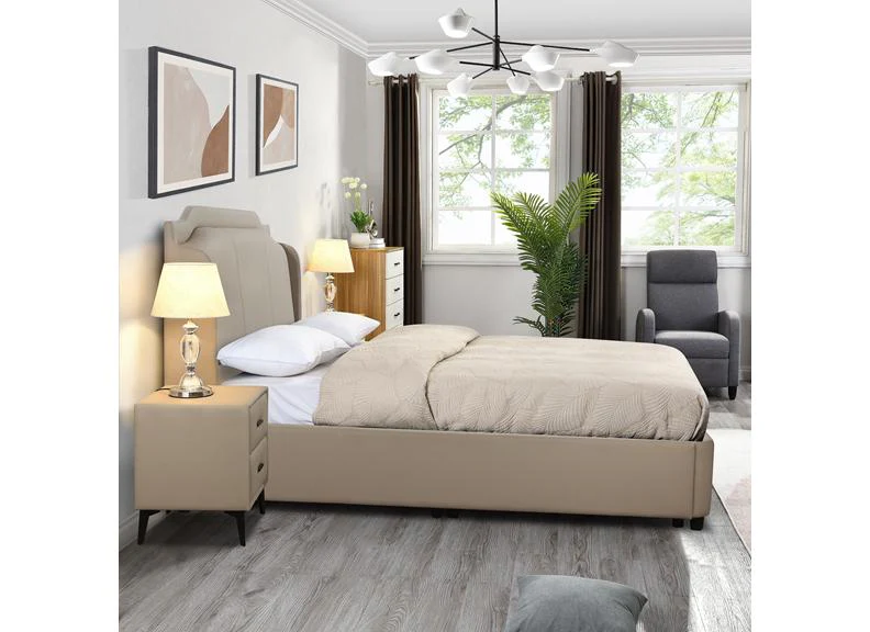 Tipperary Ottoman Bed – Beige Upholstered with Lift-Up Storage Compartment 4ft6 - Image 5