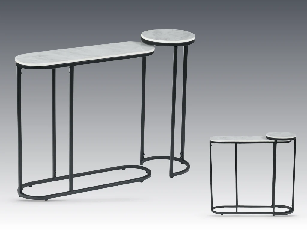 Tribeca Sofa Tea Table Set – Sintered Stone & Metal