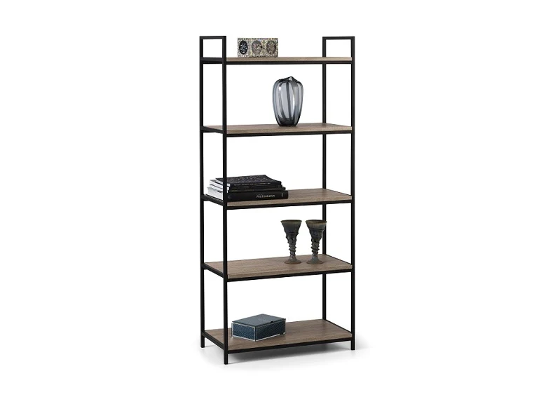 Tribeca Tall Bookcase – Sonoma Oak with Black Metal Frame