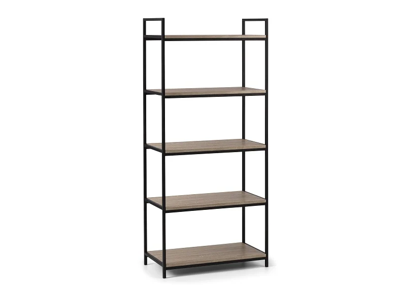 Tribeca Tall Bookcase – Sonoma Oak with Black Metal Frame - Image 2