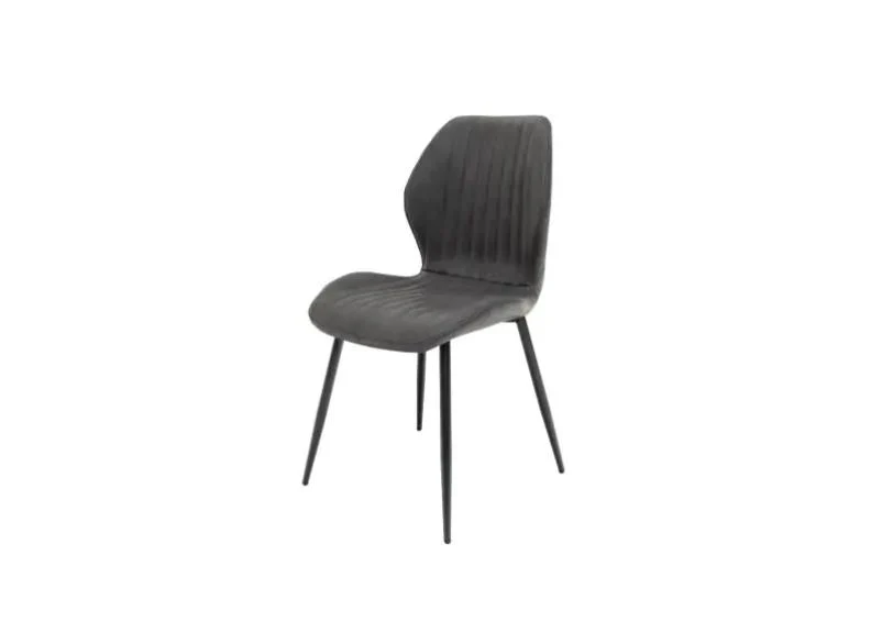 Tulsa Round Dining Table & Sheldon Chairs – Grey Marble Effect Top with Black Metal Base - Image 6
