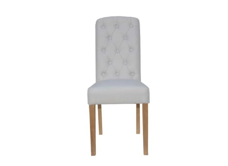 Set Of Two Button Back Fabric Dining Chairs – Upholstered in Light Grey (CH34 x2) - Image 11