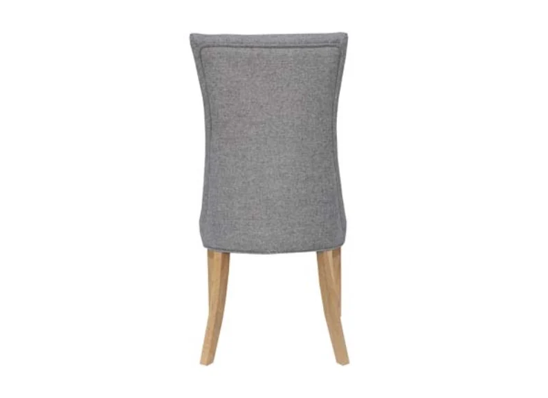 Set Of Two Curved Button Back Fabric Dining Chairs – Light Grey Upholstery (CH33 x2) - Image 4