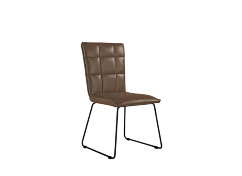 Set Of Two Paneled Back Faux Leather Chairs – Metal Frame (CH17x2) (Pre-order) - Image 3