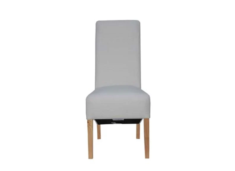 Set Of Two Scroll Back Fabric Dining Chairs – Light Grey Upholstery (CH35 x2) - Image 3