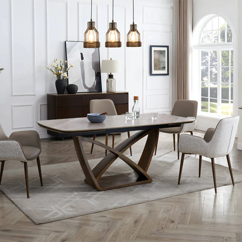 Vanosa Extending Dining Table 180cm/260cm – Brown Sinter Stone Top