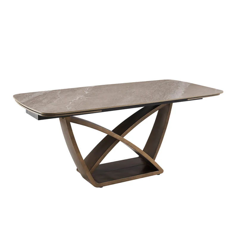 Vanosa Extending Dining Table 180cm/260cm – Brown Sinter Stone Top - Image 8