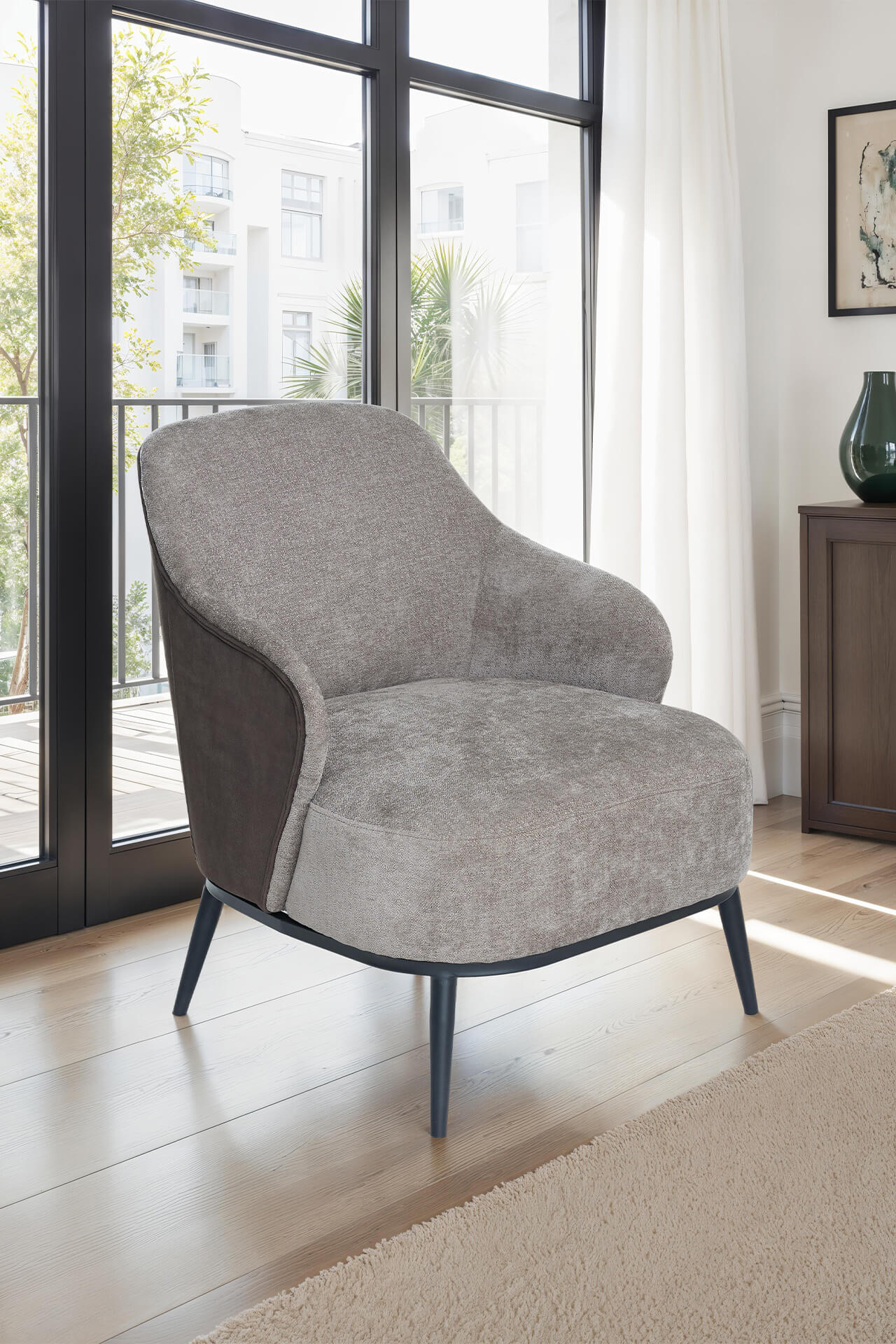 Velar Dining Chair – Brown Velvet with Textured Seat - Image 3