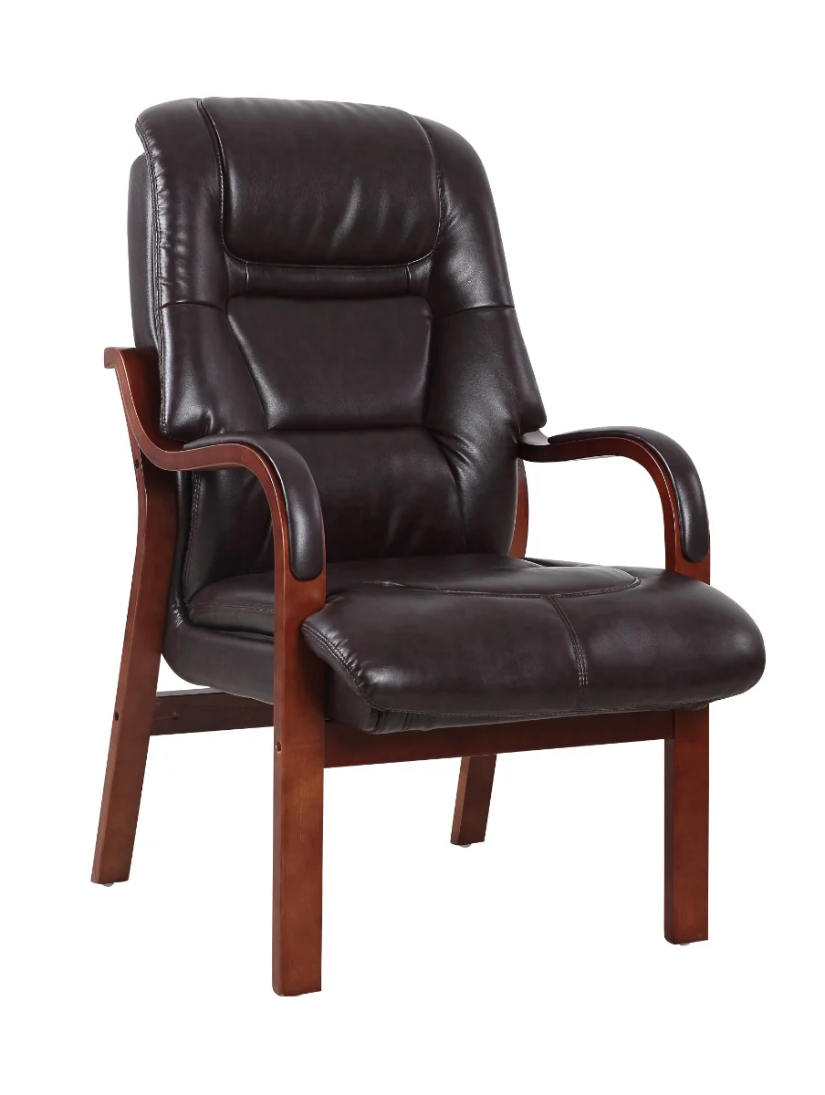 Vera Fireside Chair – Black PU with Wooden Frame and Lumbar Support