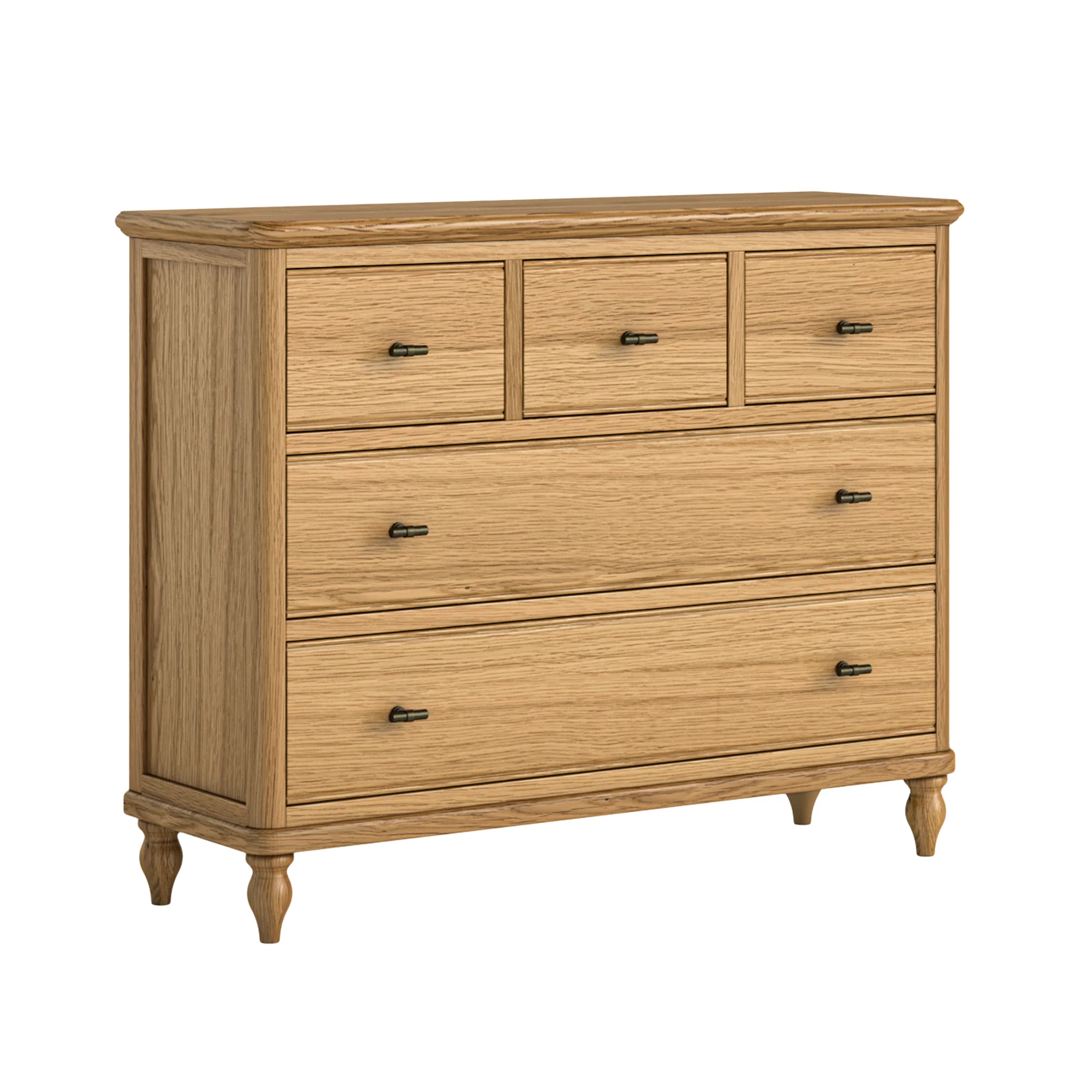 Verona 3 Over 2 Drawer Chest – Solid Oak with Warm Wax Finish - Image 2