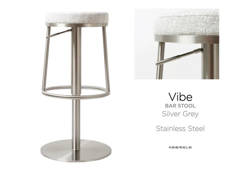 Vibe Barstool S/Steel Silver Grey - Image 8