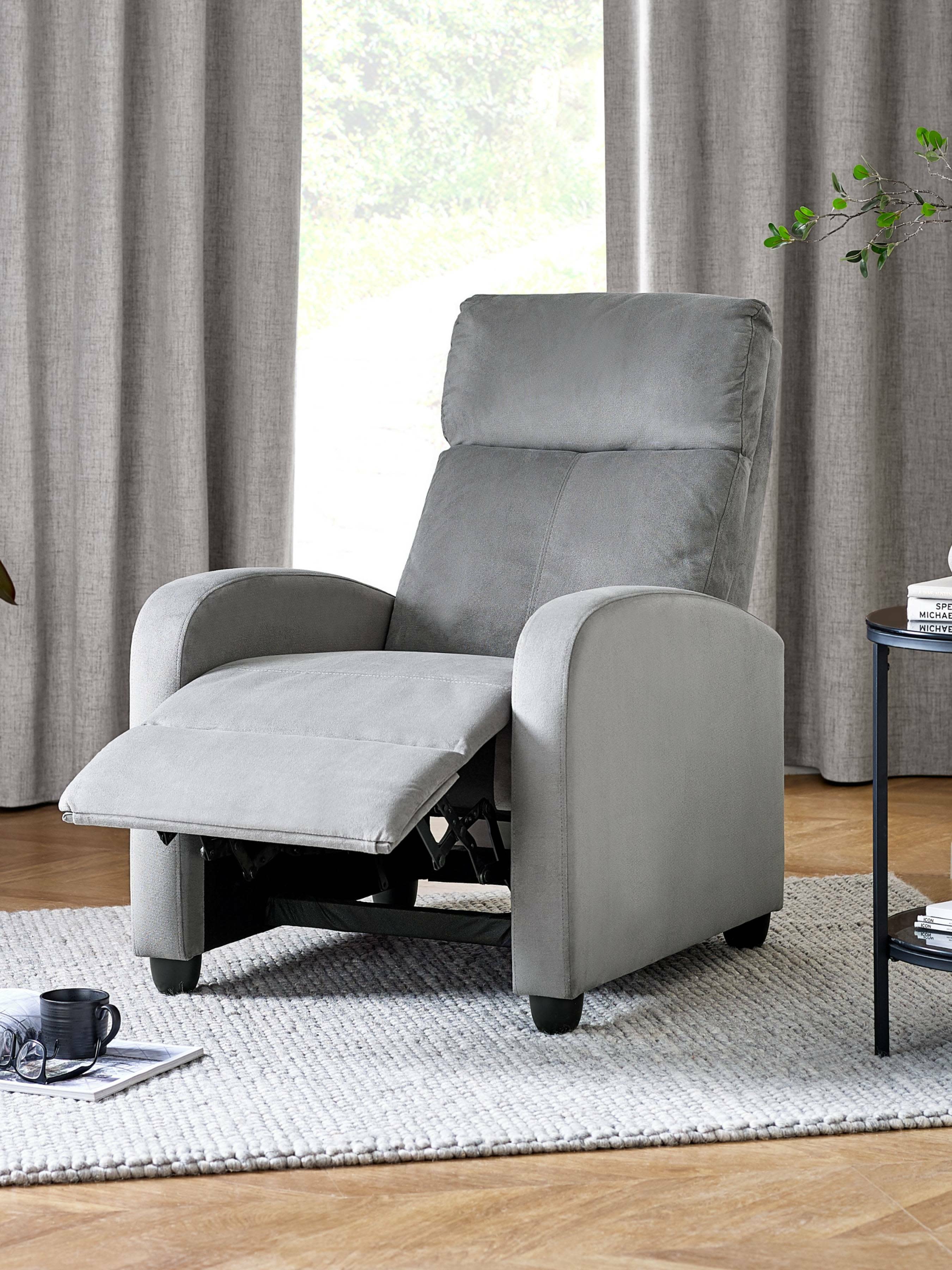 Vivo Grey Chenille Reclining Arm Chair – Plush Comfort with Adjustable Recline - Image 2