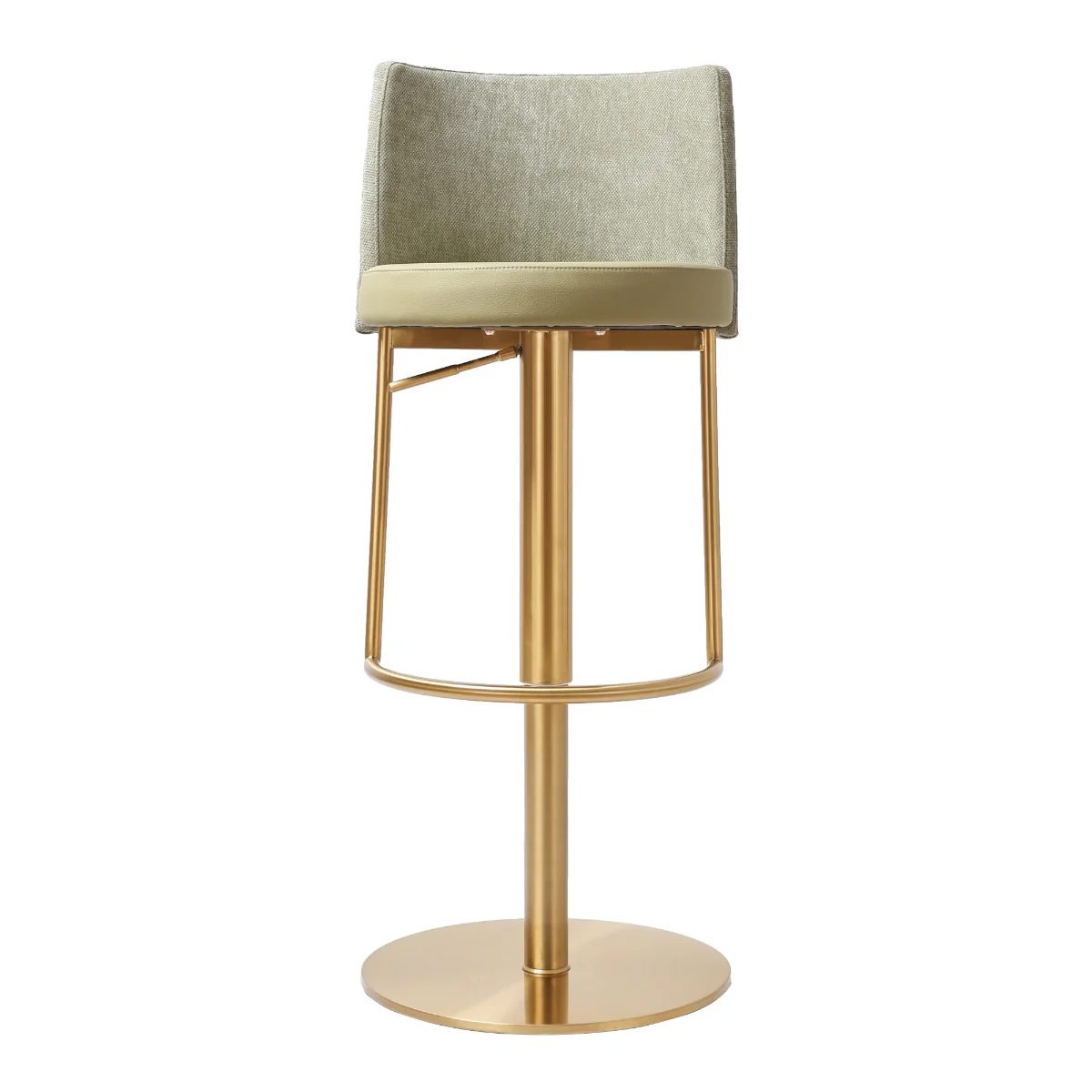 Vogue Barstool – Gold with Pistachio Upholstery and Gas-Lift Adjustment