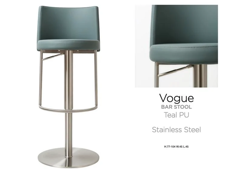 Vogue Barstool S/Steel Teal PU - Image 7
