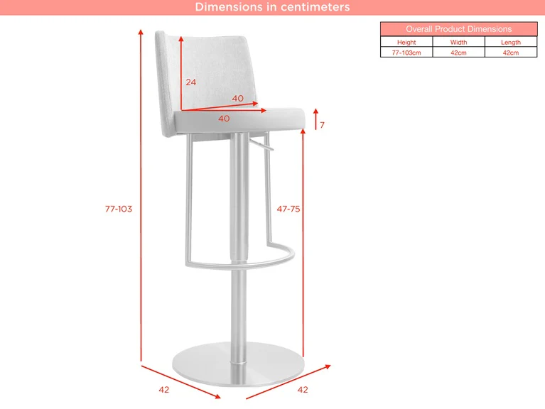 Vogue Barstool – Gold with Pistachio Upholstery and Gas-Lift Adjustment - Image 9