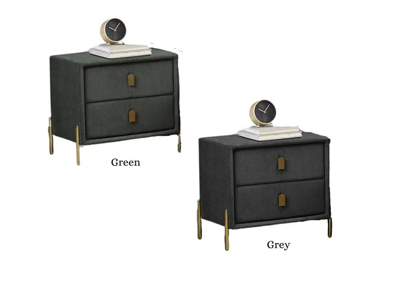 Waterford Green Fabric Bedside Table – Upholstered Nightstand with Drawer Storage - Image 2