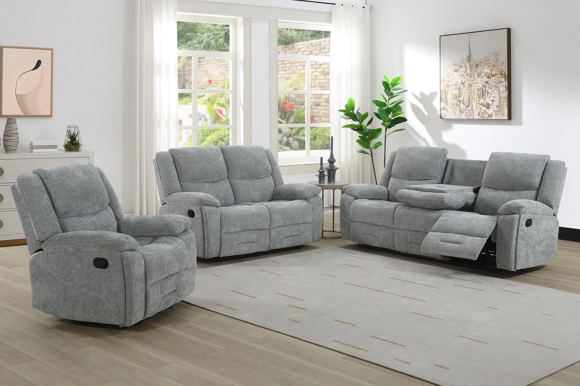 Weston 1 Seater Manual Recliner – Grey with Pocket Sprung Cushions - Image 3