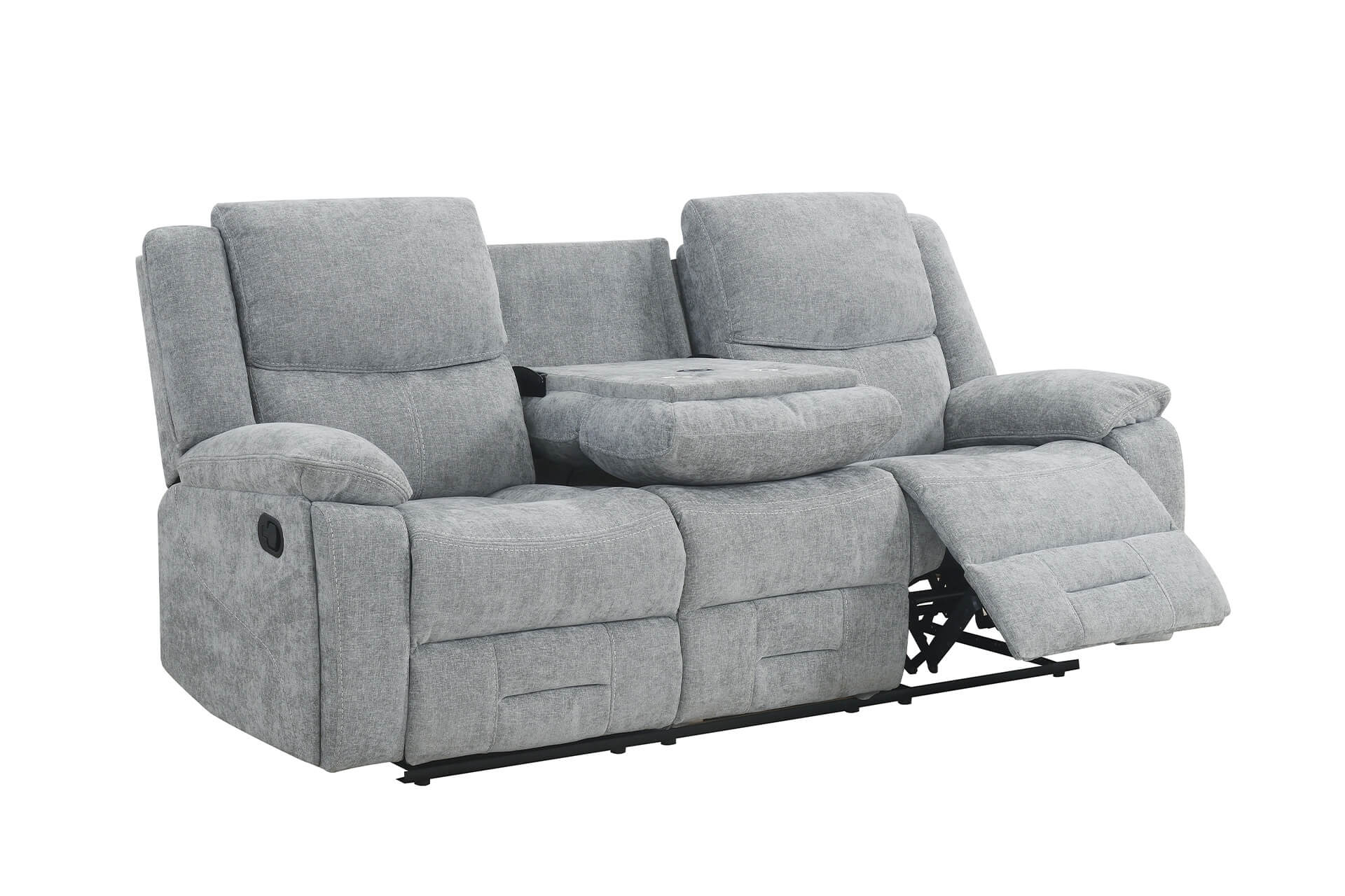 Weston 3 Seater Manual Recliner – Grey with Wireless Charging Tray - Image 7