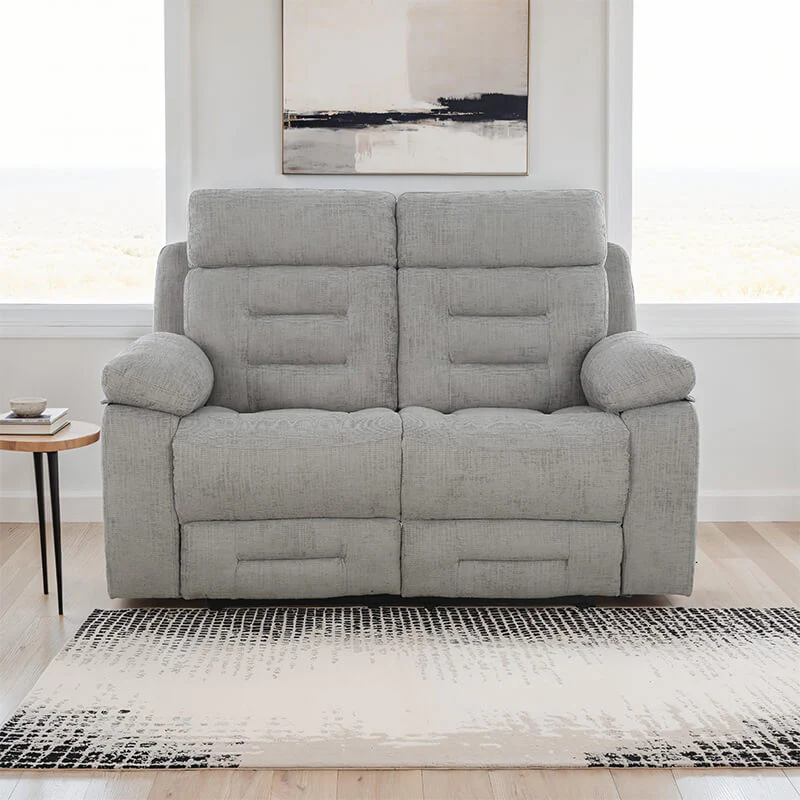 Wilbur 2 Seater Manual Recliner – Grey with Pocket Sprung Seating