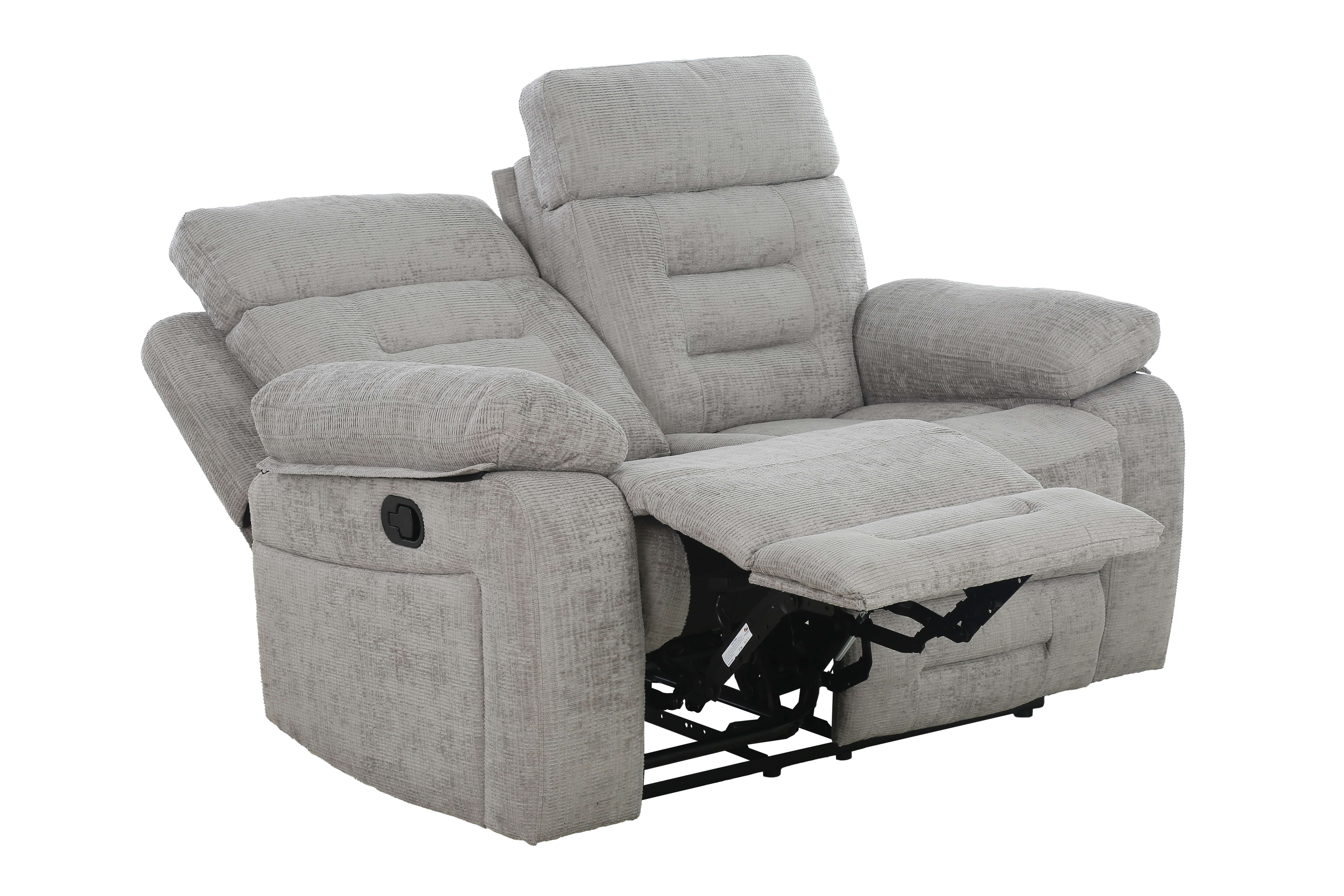 Wilbur 2 Seater Manual Recliner – Grey with Pocket Sprung Seating - Image 8