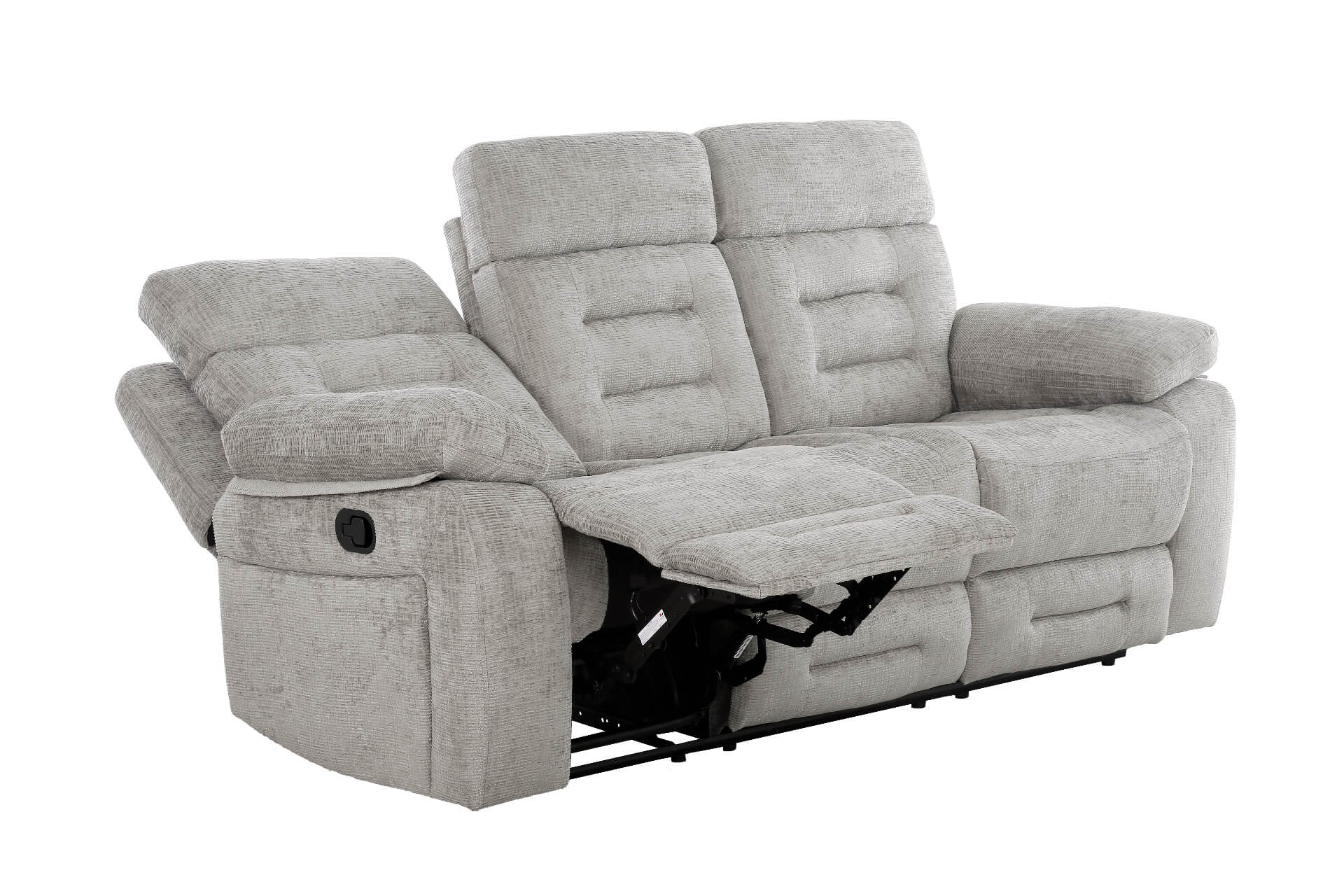 Wilbur 3 Seater Manual Recliner – Grey with Pocket Sprung Seating - Image 8