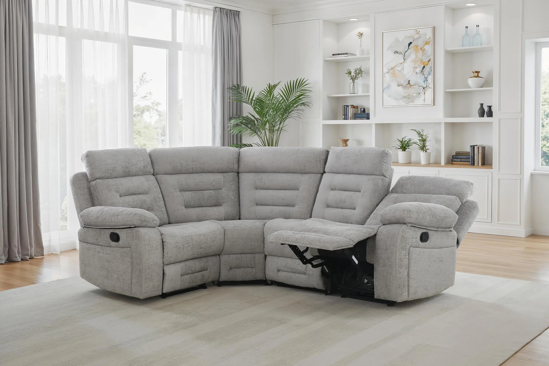 Wilbur Corner Group Manual Recliner – Grey with Pocket Sprung Seating - Image 3