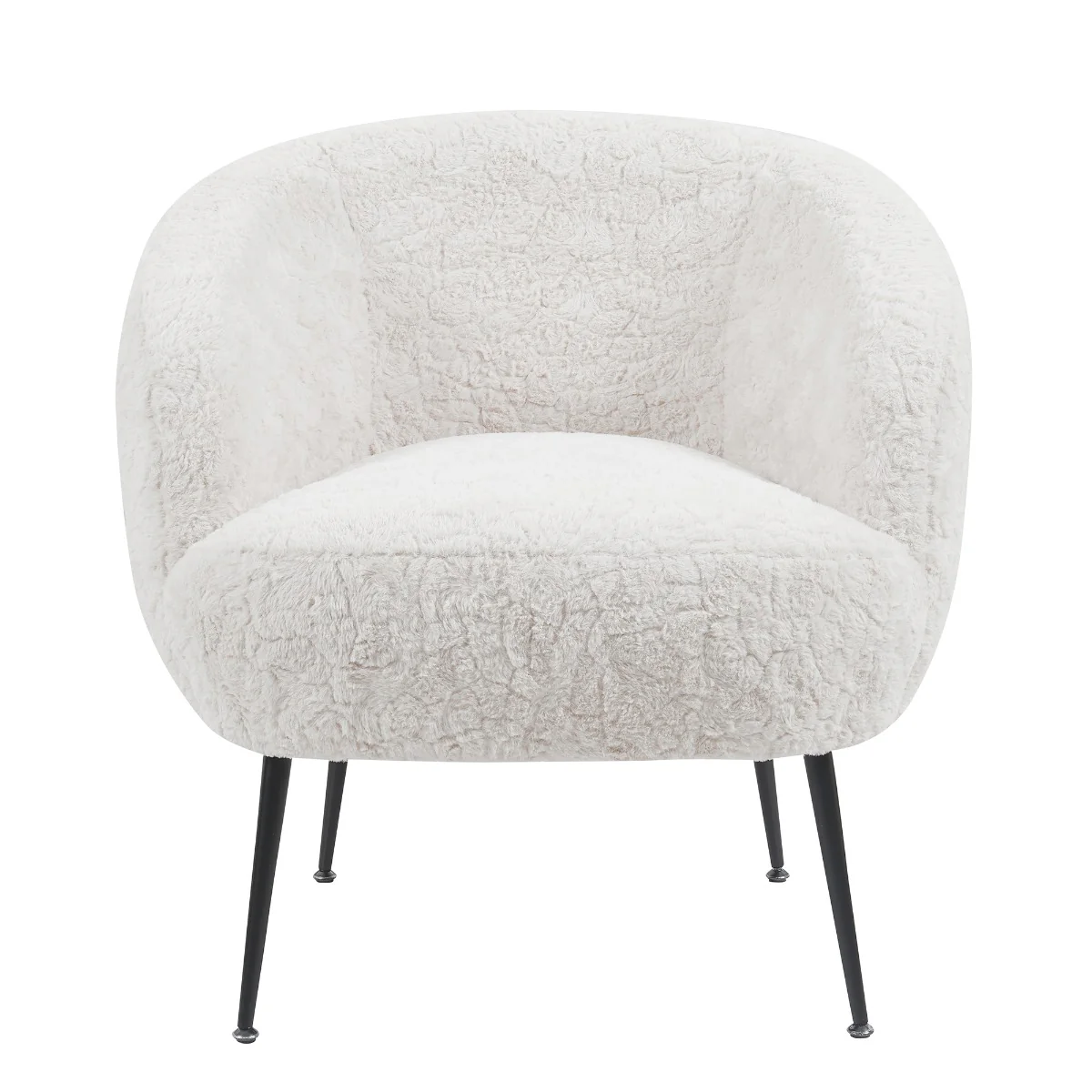 Willow Bedroom Chair – Lamb White Fleece Fabric with Black Metal Legs - Image 2