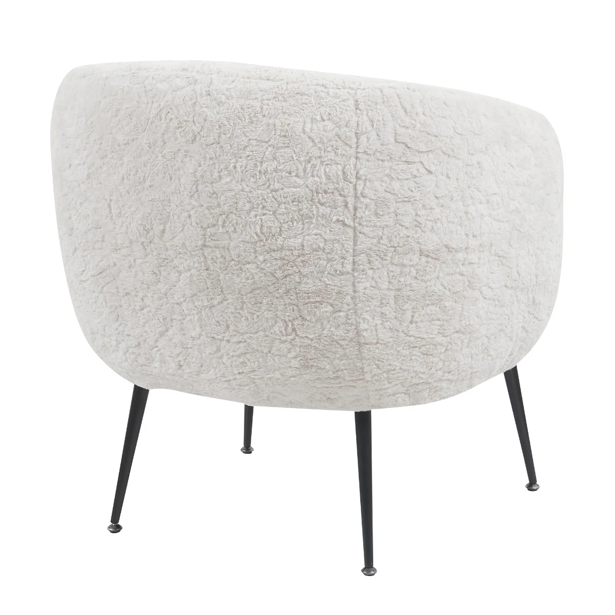 Willow Bedroom Chair – Lamb White Fleece Fabric with Black Metal Legs - Image 5