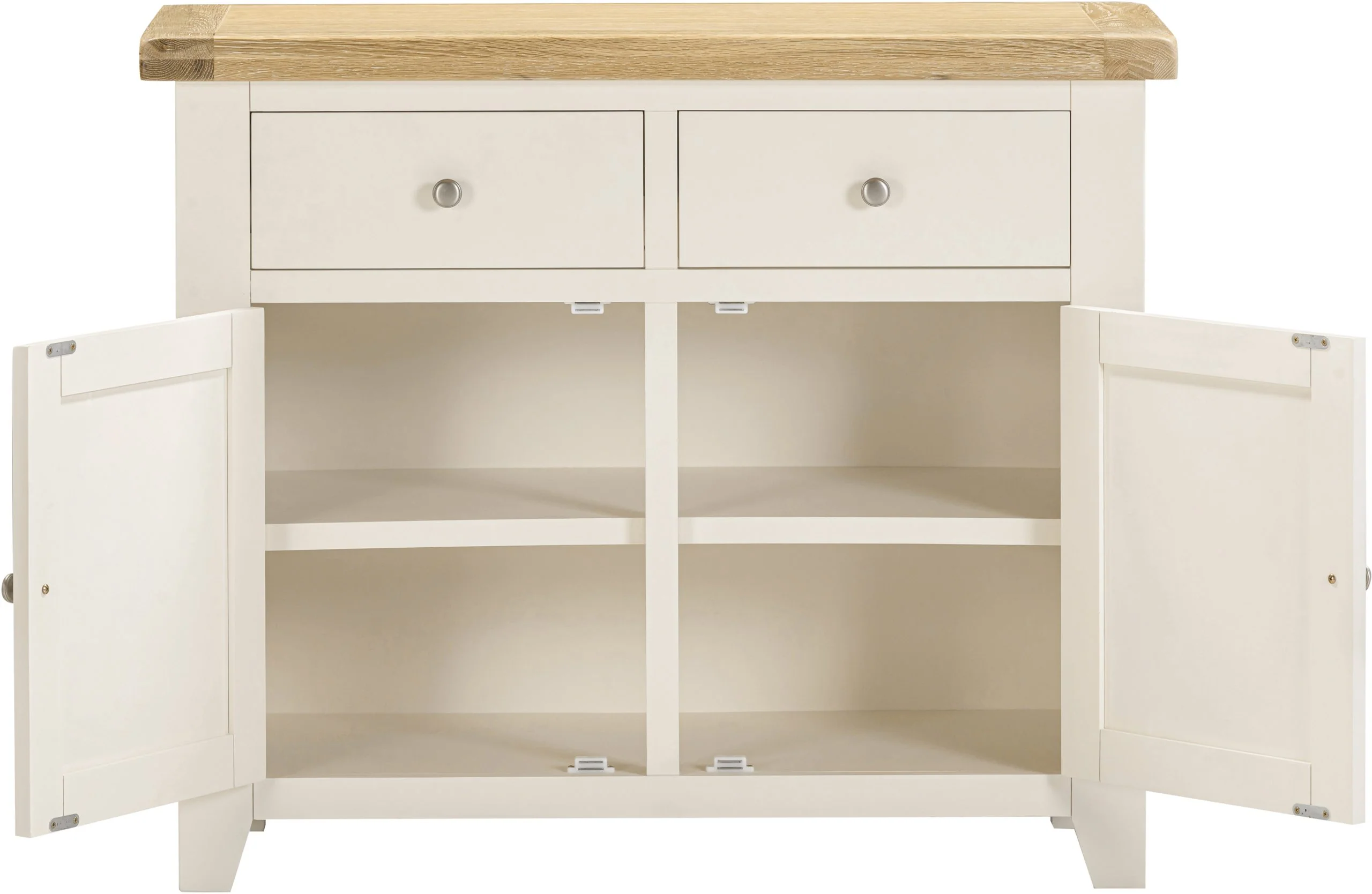 Windsor 2 Door 2 Drawer Sideboard – Ivory with Oak Top 970mm - Image 4