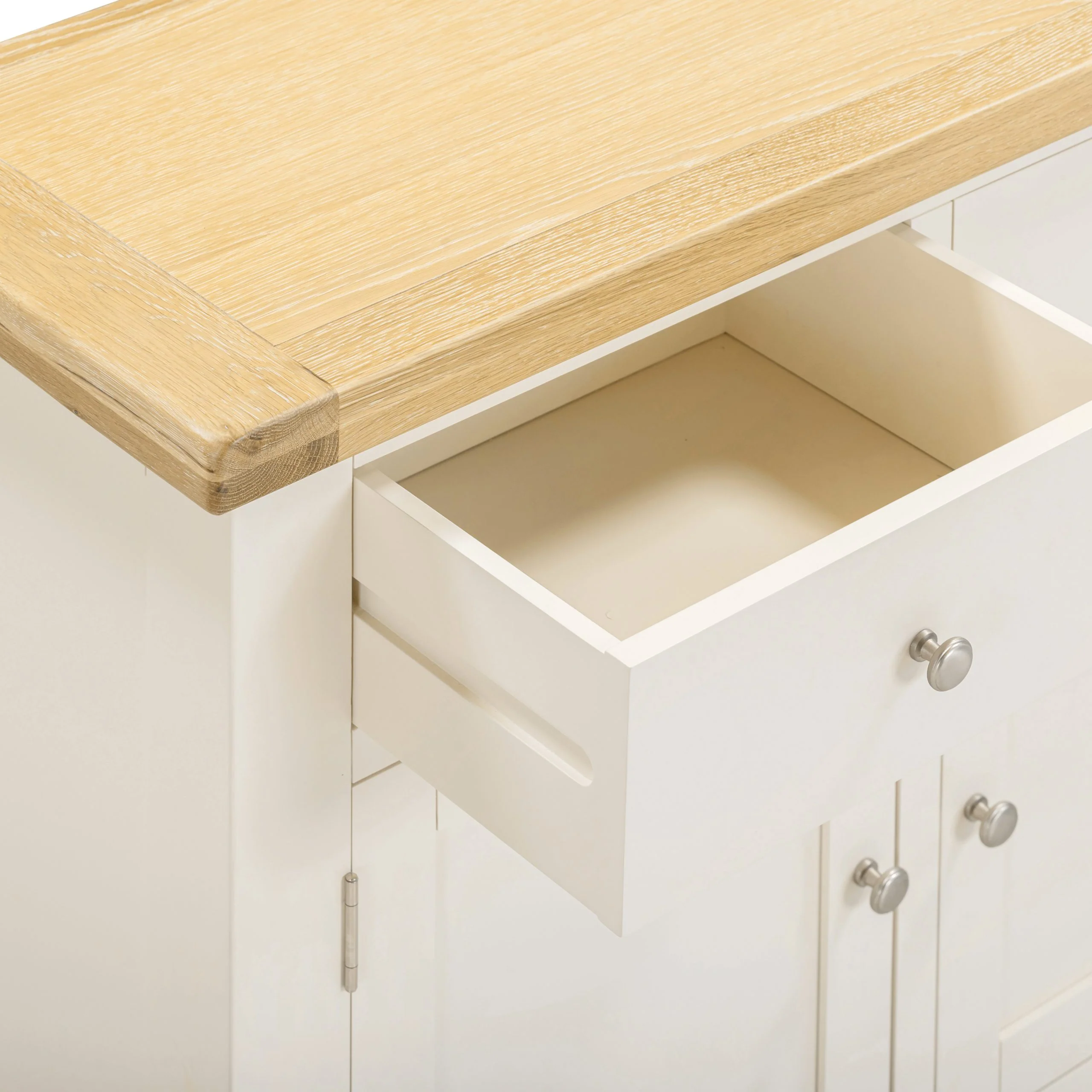Windsor 2 Door 2 Drawer Sideboard – Ivory with Oak Top 970mm - Image 5
