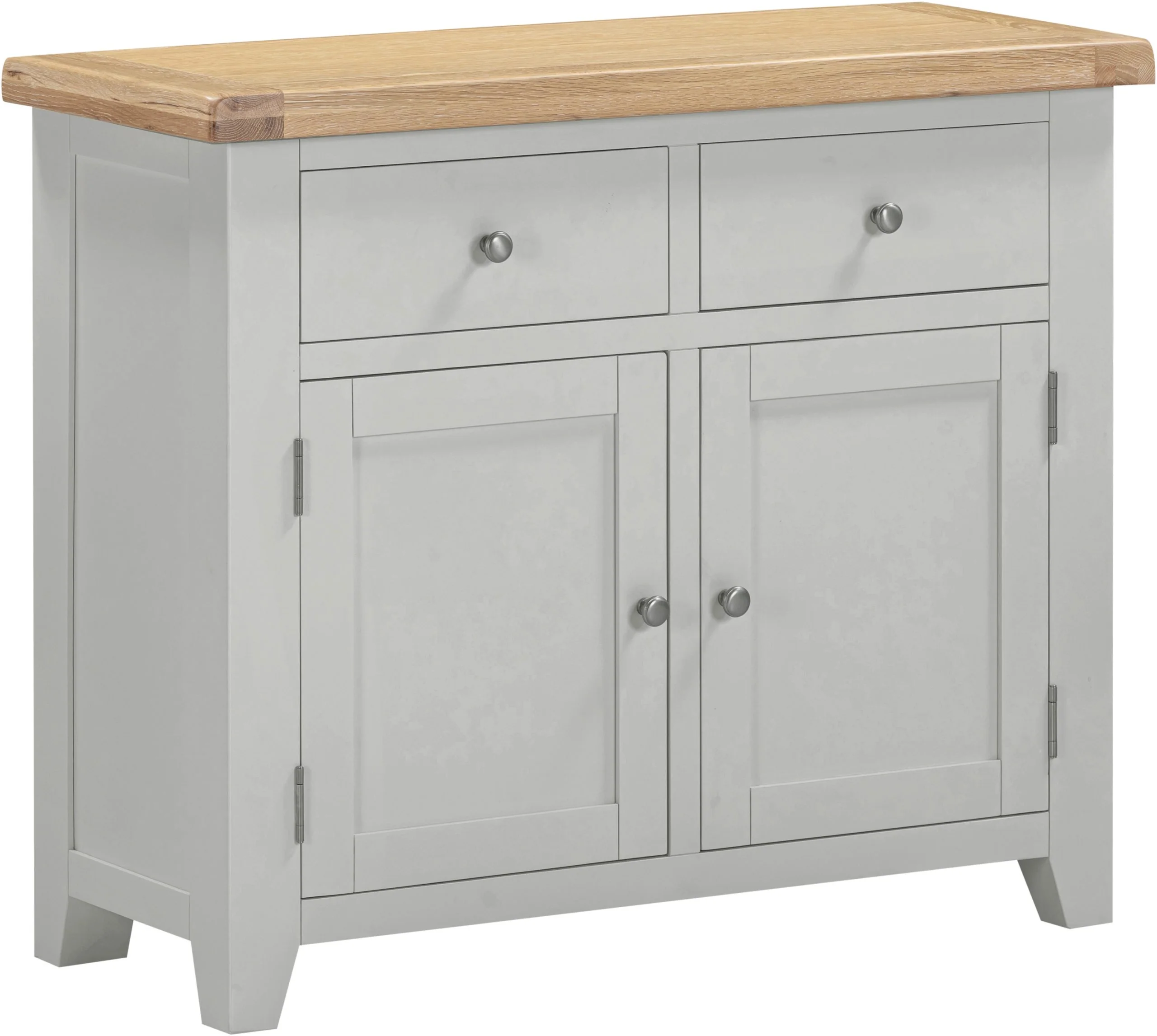 Windsor 2 Door 2 Drawer Sideboard – Pebble Grey with Oak Top 970mm - Image 2