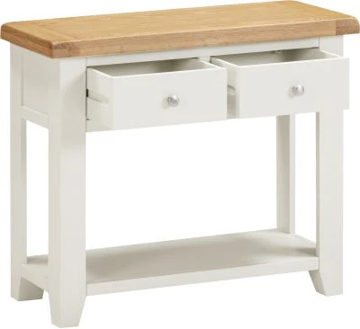 WINDSOR 2 DRAWER CONSOLE TABLE - IVORY/OAK - Image 3