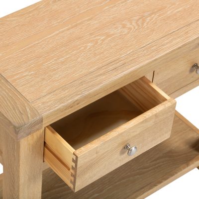 WINDSOR 2 DRAWER CONSOLE TABLE - NATURAL OAK - Image 5