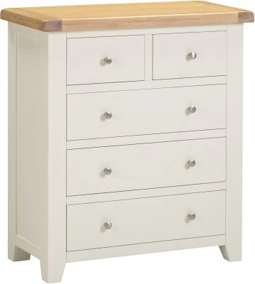 WINDSOR 3+2 DRAWER CHEST - IVORY/OAK - Image 2