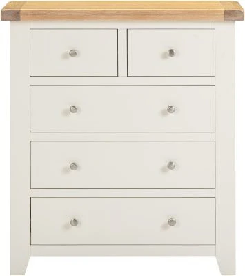 WINDSOR 3+2 DRAWER CHEST - IVORY/OAK - Image 4
