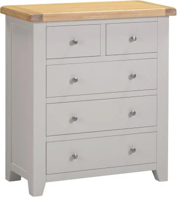 WBF - WINDSOR 3+2 DRAWER CHEST - PEBBLE GREY/OAK - Image 2