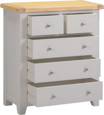 WBF - WINDSOR 3+2 DRAWER CHEST - PEBBLE GREY/OAK - Image 3