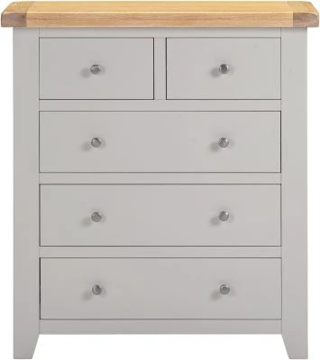 WBF - WINDSOR 3+2 DRAWER CHEST - PEBBLE GREY/OAK - Image 4