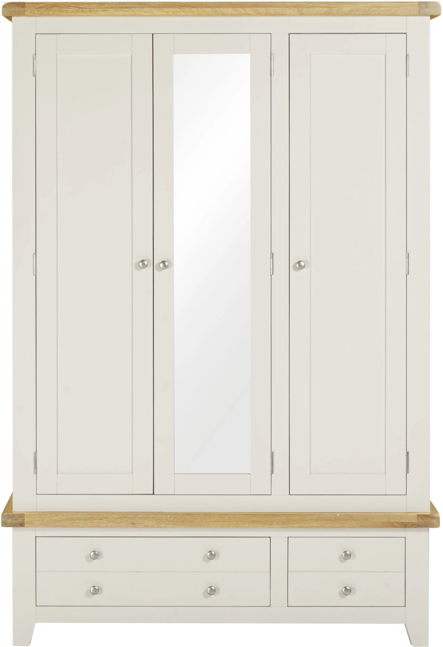Windsor 3 Door 2 Drawer Wardrobe – Ivory/Oak - Image 2