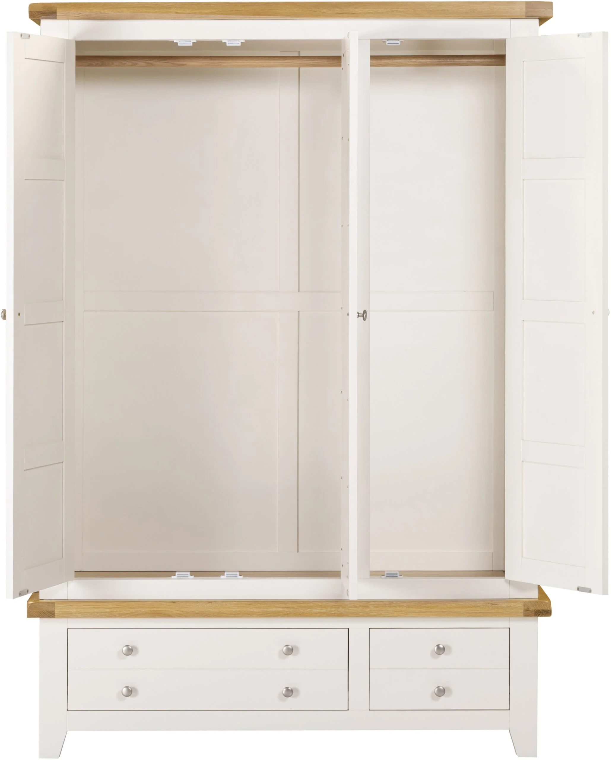 Windsor 3 Door 2 Drawer Wardrobe – Ivory/Oak - Image 3