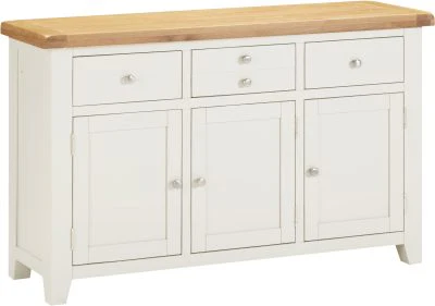 WINDSOR 3 DOOR 3 DRAWER SIDEBOARD - IVORY/OAK - Image 2