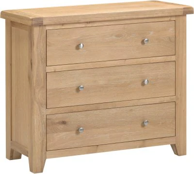 Windsor 3 Drawer Chest – Natural Oak with Smooth Glide Drawers 970mm - Image 2