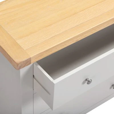 Windsor 3 Drawer Chest – Pebble Grey with Oak Top 970mm - Image 5