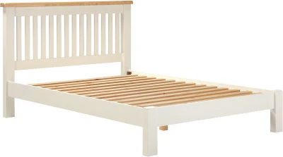 WBF - Windsor 4'6" Low End Bed – Ivory with Oak Top - Image 2