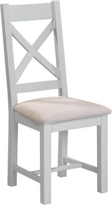 WBF - Windsor Cross Back Dining Chair – Pebble Grey with Oat Fabric Seat (X2 PER BOX) - Image 2